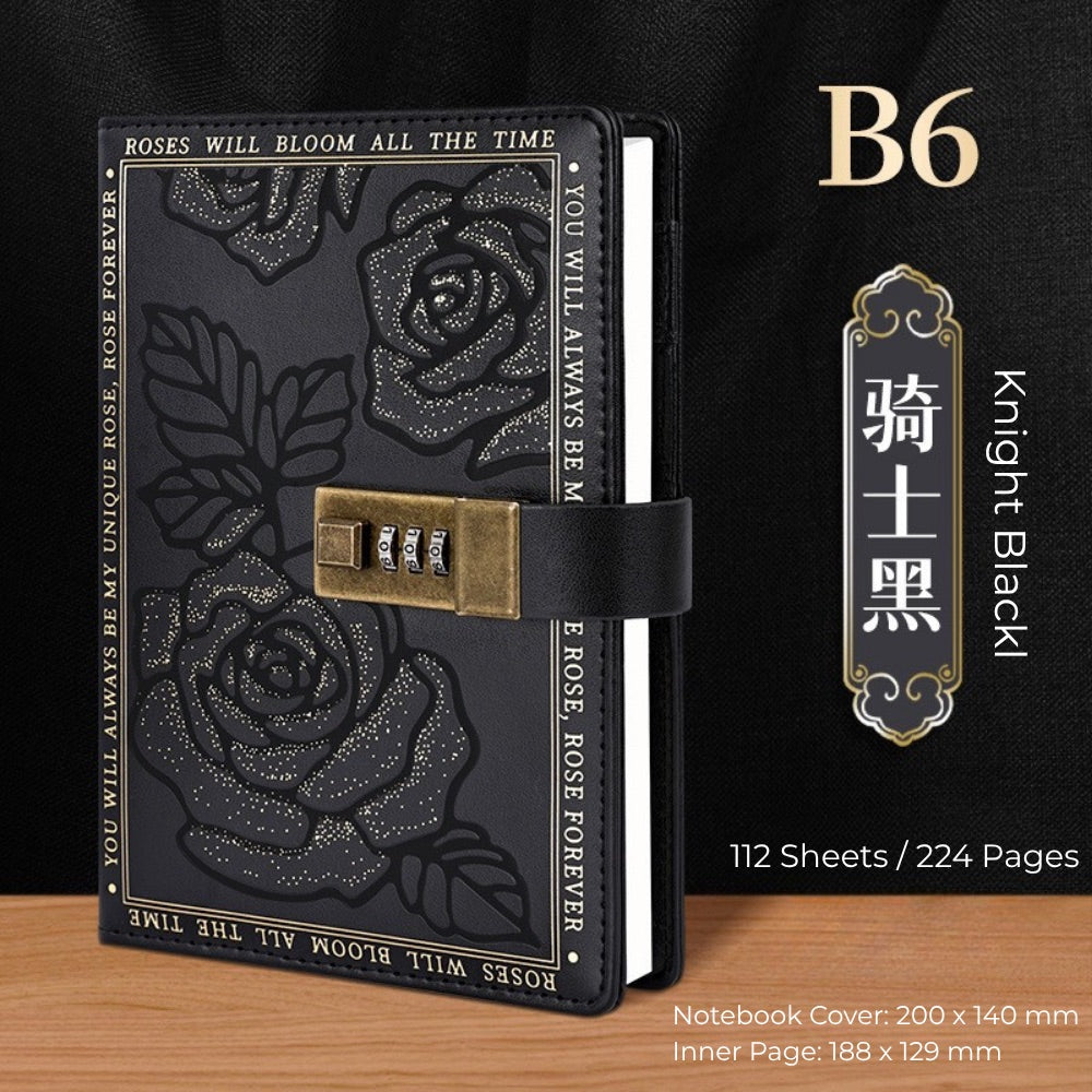Vintage B6 Combination PU Leather Code Lock Journal