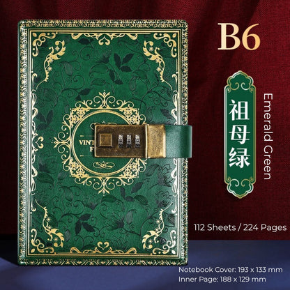 Vintage B6 Combination PU Leather Code Lock Journal