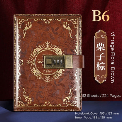 Vintage B6 Combination PU Leather Code Lock Journal