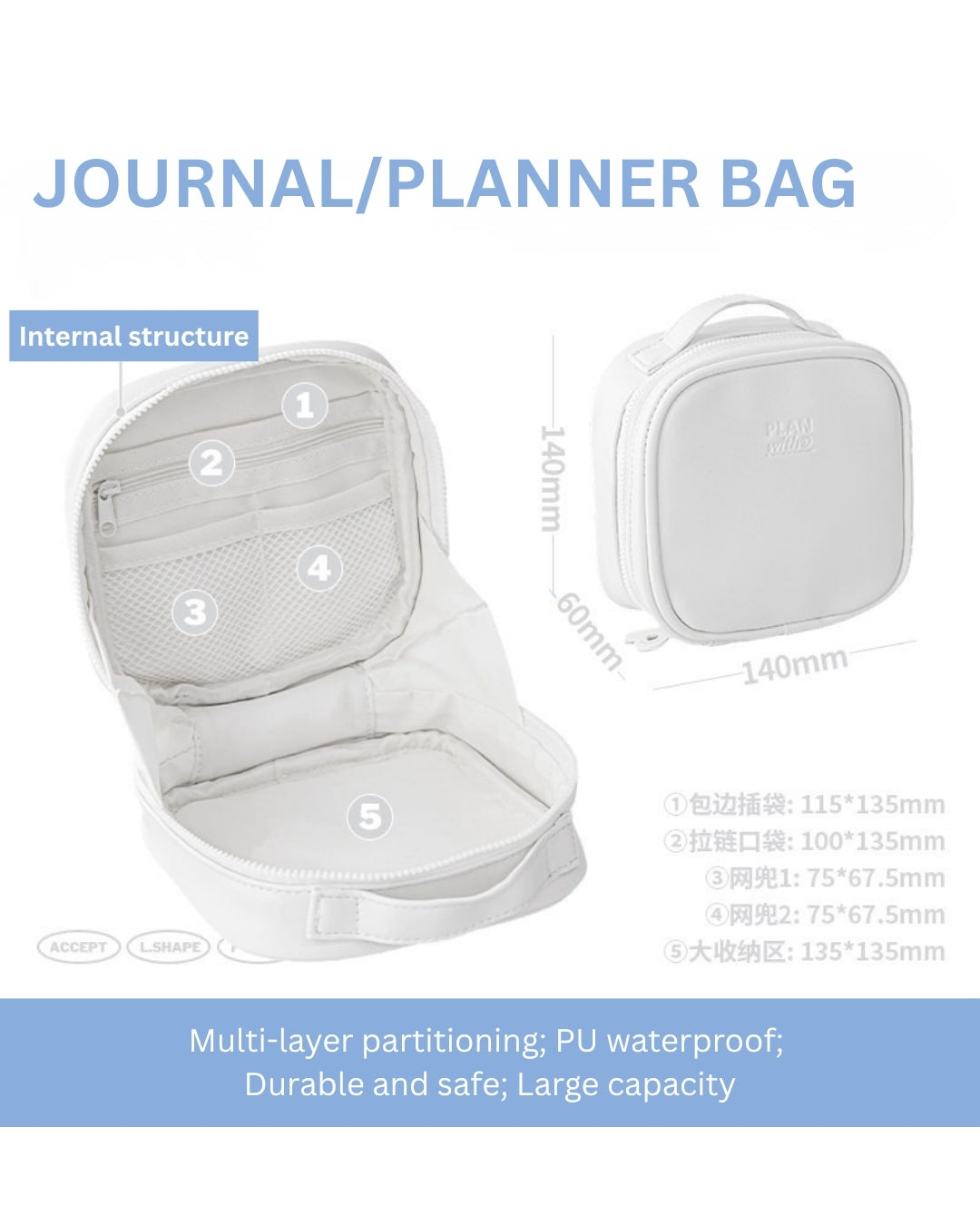 Journal Transit Aesthetic L-Shaped Stationery Pouch